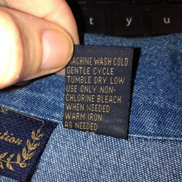 Vintage New Direction Womens Large Blue Button Up Christmas Holiday Denim Jacket - Picture 10 of 10